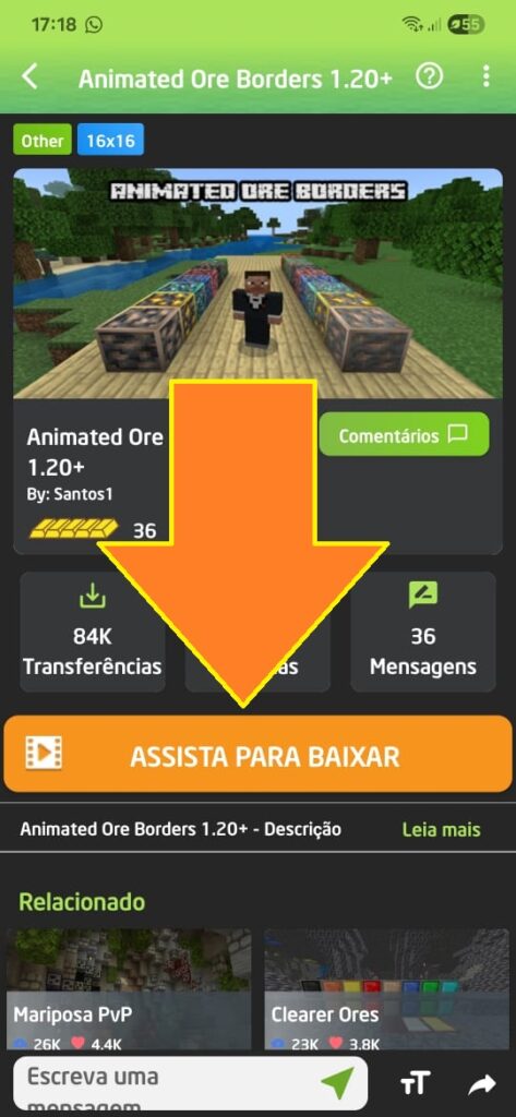 Textura no Minecraft de celular