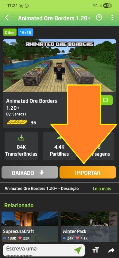 Textura no Minecraft de celular